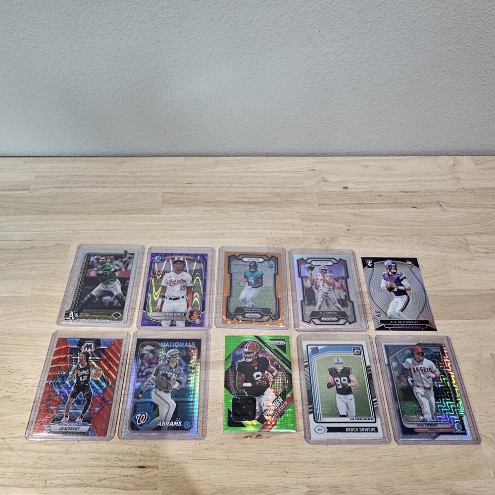 NFL MLB NBA Mixed Card LOT 10- Mosaic Prizm Topps Optic Bowman Numbered Relic RC